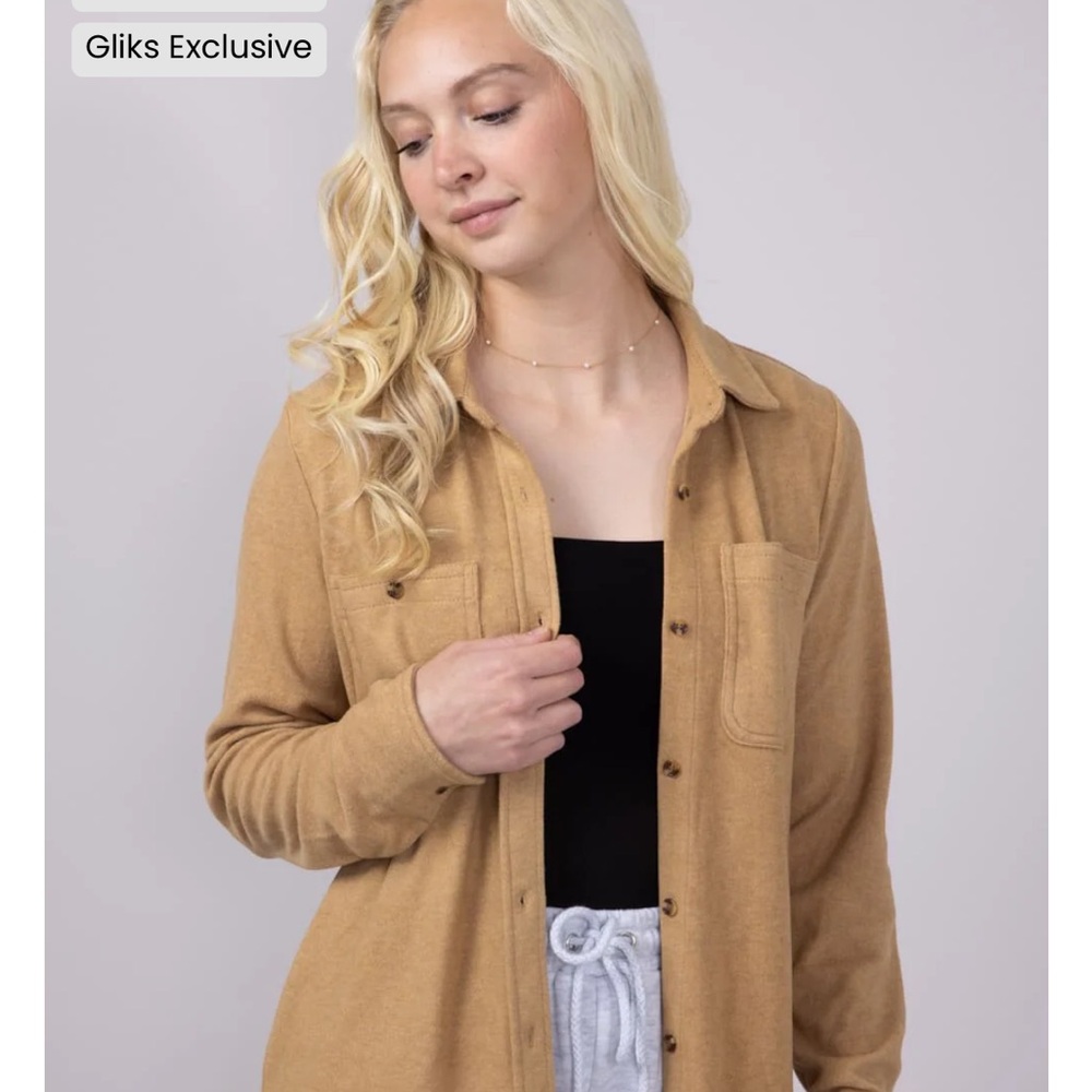 Thread and Supply Shirt Jacket. Women’s Sz-M Coffee Color | Neutral | Shacket - Picture 3 of 13